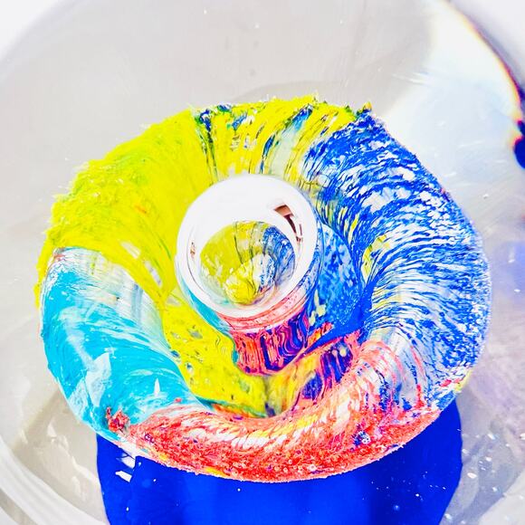 Color Explosion Bubble Art Glass Hand Made Blown Paperweight Abstract 3.5" - Picture 6 of 11